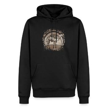 Kamel - Männer Premium Bio Hoodie - Schwarz - Vorne - Nico (187cm)