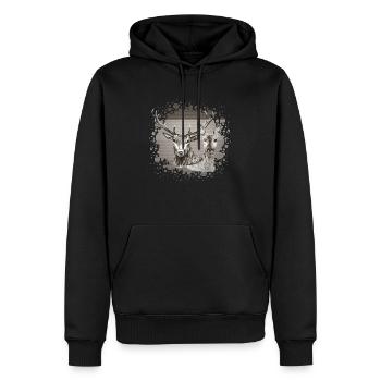 Cervo e cervo - Felpa con cappuccio ecologica premium da uomo - nero - Fronte - Nico (187cm)