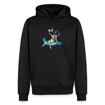 pin up Bretonne - Sweat à capuche Premium bio Homme - noir - Devant - Nico (187cm)