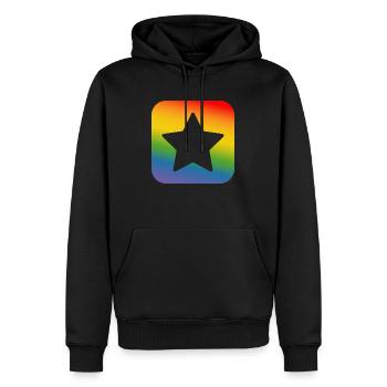 LGBT lgbtqi queer Regenbogen Stern button - Männer Premium Bio Hoodie - Schwarz - Vorne - Nico (187cm)