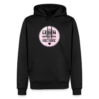 Leben - Männer Premium Bio Hoodie - Schwarz - Vorne - Nico (187cm)