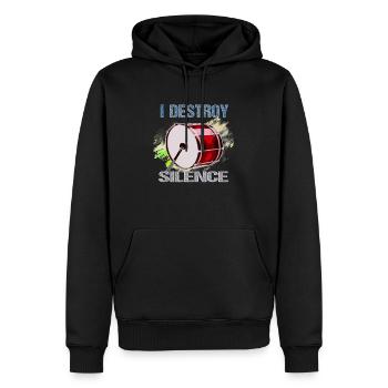 Bass Drum Kick Drum I Destroy Silence - Männer Premium Bio Hoodie - Schwarz - Vorne - Nico (187cm)