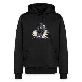 Adventure Bike Kurve - Männer Premium Bio Hoodie - Schwarz - Vorne - Nico (187cm)