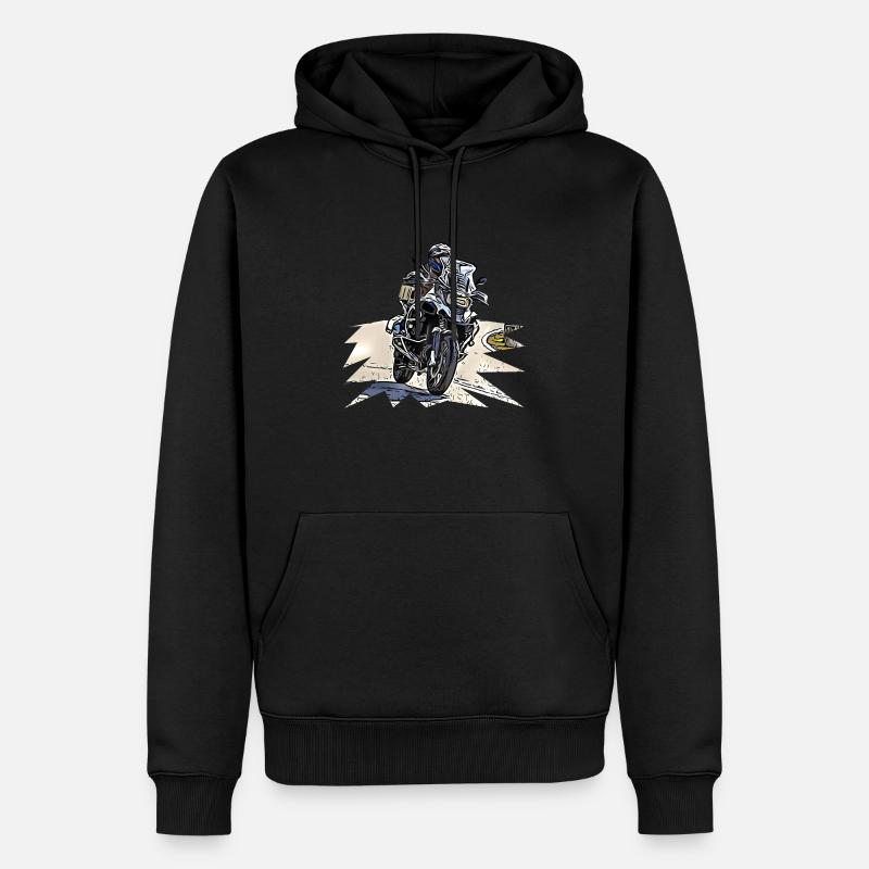 Courbe de vélo d’aventure - Sweat à capuche Premium bio Homme - noir