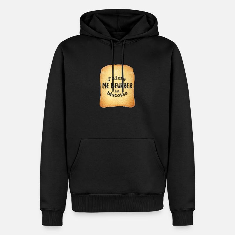 J'aime me beurrer la biscotte - Sweat à capuche Premium bio Homme - noir