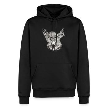 Cerf - Sweat à capuche Premium bio Homme - noir - Devant - Nico (187cm)