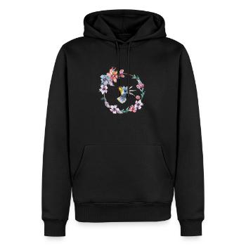 Kolibri Blumenkranz - Männer Premium Bio Hoodie - Schwarz - Vorne - Nico (187cm)