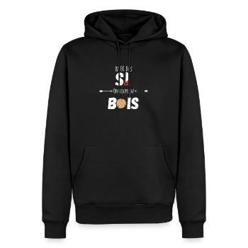 Avec des si on coupe du bois citation humour - Sweat à capuche Premium bio Homme - noir - Devant - Nico (187cm)