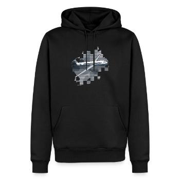 Flugzeug - Männer Premium Bio Hoodie - Schwarz - Vorne - Nico (187cm)