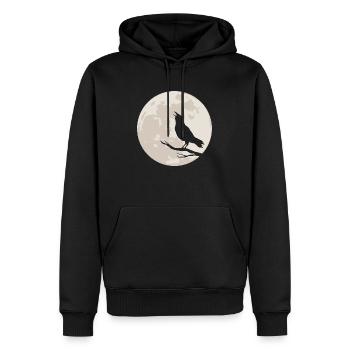 Silhouette de corbeau avant la pleine lune - Sweat à capuche Premium bio Homme - noir - Devant - Nico (187cm)