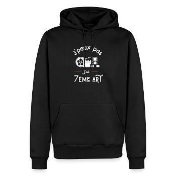 je peux pas j'ai 7ème art idée cadeau cinéma - Sweat à capuche Premium bio Homme - noir - Devant - Nico (187cm)