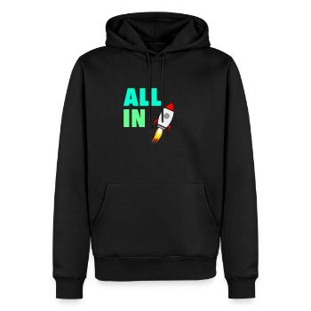 All In To the Moon Stonks and Crypto Meme Shirt - Men’s Premium Organic Hoodie - black - Front - Nico (187cm)