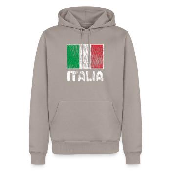 vintage Italian flag Italy family tricolore - Men’s Premium Organic Hoodie - taupe - Front - Nico (187cm)