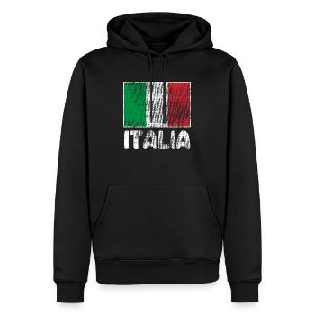 drapeau italien vintage Italie famille tricolore - Sweat à capuche Premium bio Homme - noir - Devant - Nico (187cm)
