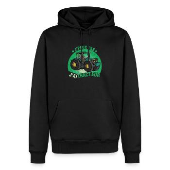 je peux pas j'ai tracteur humour agriculteur ferme - Sweat à capuche Premium bio Homme - noir - Devant - Nico (187cm)
