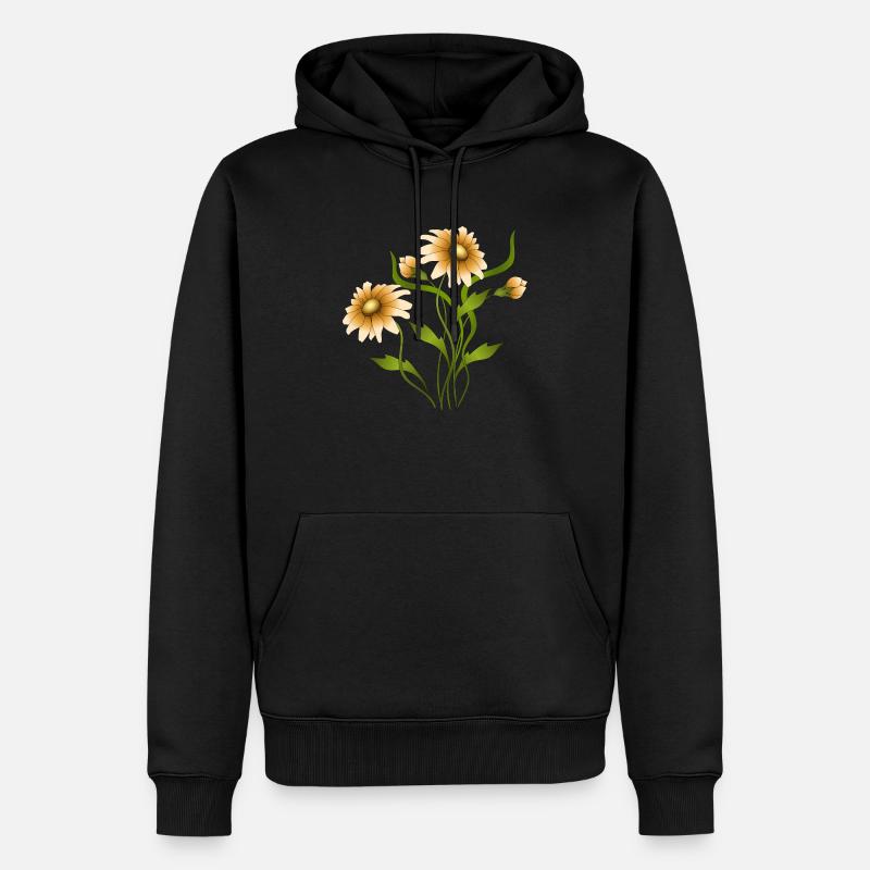 Fleur - Sweat à capuche Premium bio Homme - noir