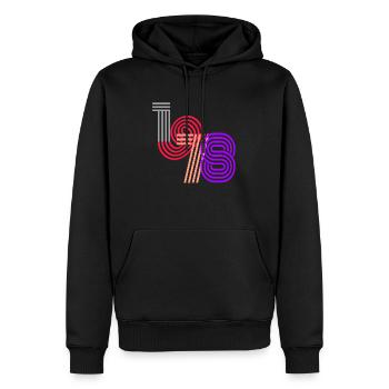 1978 - Sweat à capuche Premium bio Homme - noir - Devant - Nico (187cm)