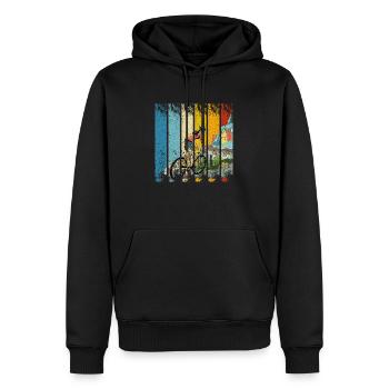 Retro Bike eine Radfahrerin Wanderfahrrad - Männer Premium Bio Hoodie - Schwarz - Vorne - Nico (187cm)