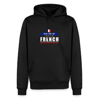 Lustige Zitate I may not be perfect but I'm French - Männer Premium Bio Hoodie - Schwarz - Vorne - Nico (187cm)