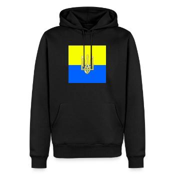 Ukraine - Männer Premium Bio Hoodie - Schwarz - Vorne - Nico (187cm)