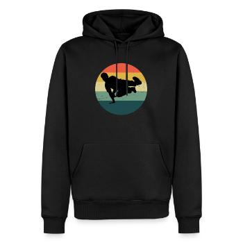 Cours de Parkour Hommes Femmes Course Libre - Sweat à capuche Premium bio Homme - noir - Devant - Nico (187cm)