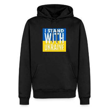 Ukraine - Sweat à capuche Premium bio Homme - noir - Devant - Nico (187cm)