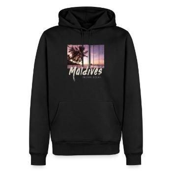 Malediven Indischer Ozean Vintage Sonnenuntergang - Männer Premium Bio Hoodie - Schwarz - Vorne - Nico (187cm)