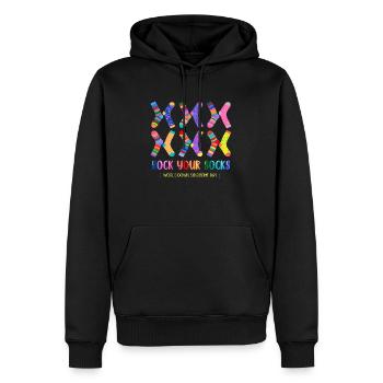 World down syndrome day socks WDSD Rock Your Socks - Sweat à capuche Premium bio Homme - noir - Devant - Nico (187cm)