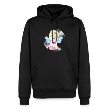 Ange avec cœur - Sweat à capuche Premium bio Homme - noir - Devant - Nico (187cm)