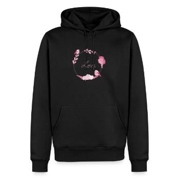 Love - Sweat à capuche Premium bio Homme - noir - Devant - Nico (187cm)