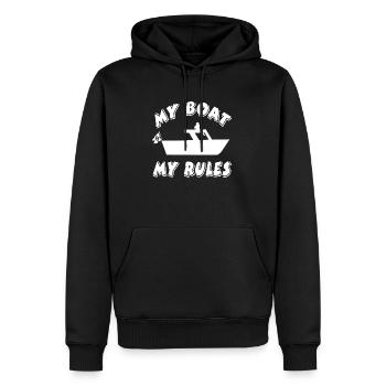 Motorboot - Männer Premium Bio Hoodie - Schwarz - Vorne - Nico (187cm)