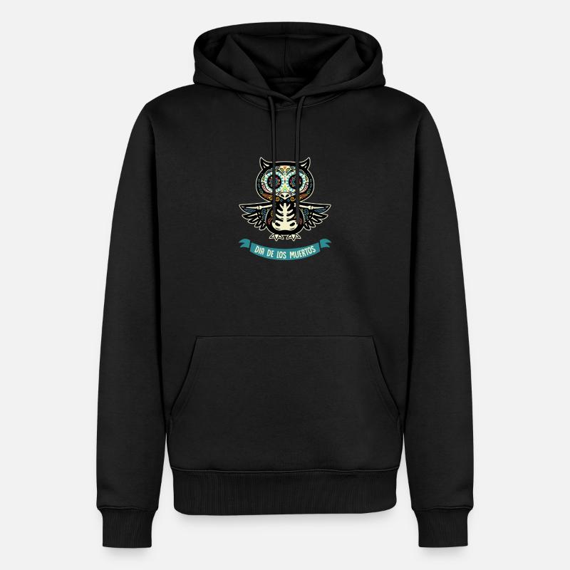 Eule dia de los muertos - Männer Premium Bio Hoodie - Schwarz