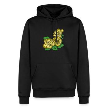 Roses jaunes - Sweat à capuche Premium bio Homme - noir - Devant - Nico (187cm)