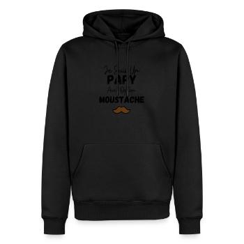 je suis un papy avec option moustache - Sweat à capuche Premium bio Homme - noir - Devant - Nico (187cm)