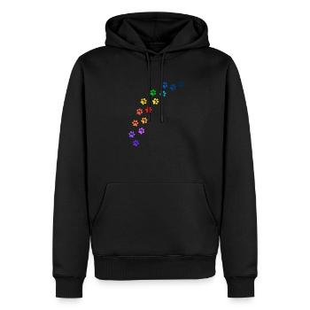 Bunte Tatzen von Hunden oder Katzen | Regenbogen - Männer Premium Bio Hoodie - Schwarz - Vorne - Nico (187cm)
