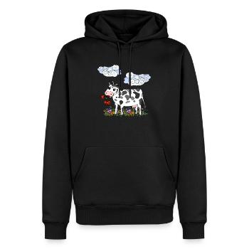 Cow - Men’s Premium Organic Hoodie - black - Front - Nico (187cm)