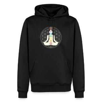 chakra méditation yoga om transparent - Sweat à capuche Premium bio Homme - noir - Devant - Nico (187cm)