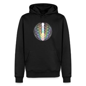 chakra méditation yoga symbole 1 - Sweat à capuche Premium bio Homme - noir - Devant - Nico (187cm)