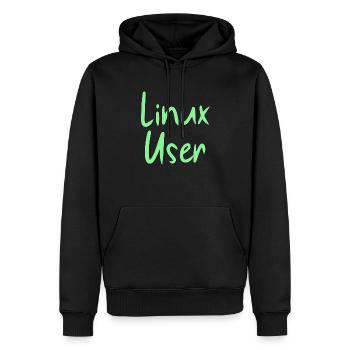 Linux Users - Men’s Premium Organic Hoodie - black - Front - Nico (187cm)