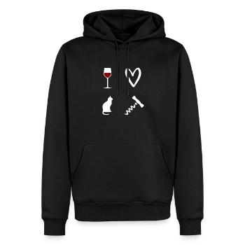 Vin et Chat Tire-bouchon - Sweat à capuche Premium bio Homme - noir - Devant - Nico (187cm)