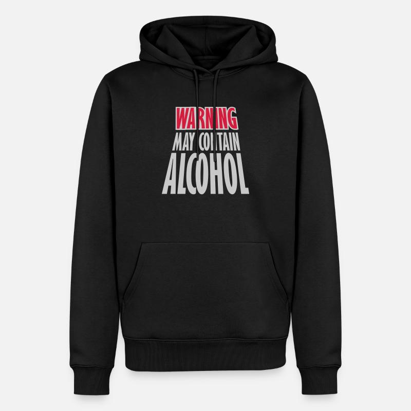 Warning May Contain Alcohol - Männer Premium Bio Hoodie - Schwarz