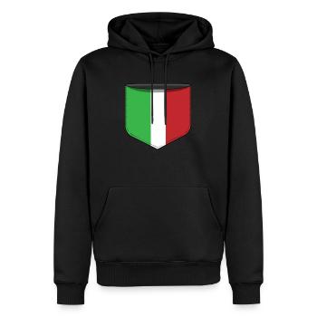 Pocket Italien - Männer Premium Bio Hoodie - Schwarz - Vorne - Nico (187cm)