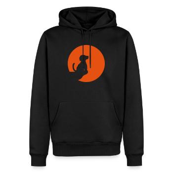 Sitzender Hund Klippe Mond - Männer Premium Bio Hoodie - Schwarz - Vorne - Nico (187cm)