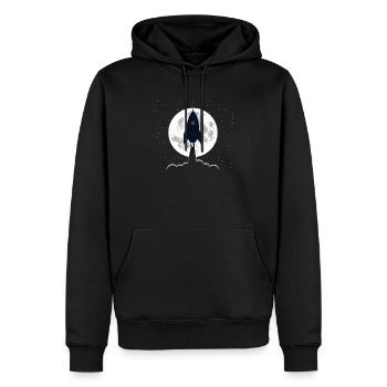 Décollage de la fusée Silhouette - Sweat à capuche Premium bio Homme - noir - Devant - Nico (187cm)