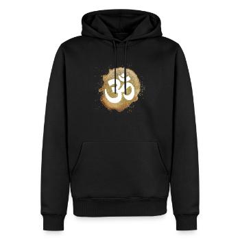 om zeichen gold erde elemente - Männer Premium Bio Hoodie - Schwarz - Vorne - Nico (187cm)