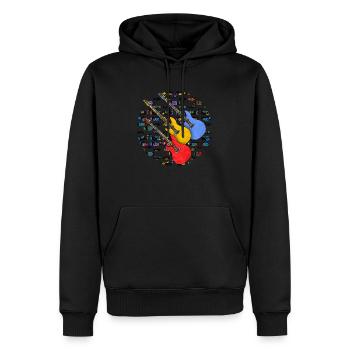 Guitares - Sweat à capuche Premium bio Homme - noir - Devant - Nico (187cm)