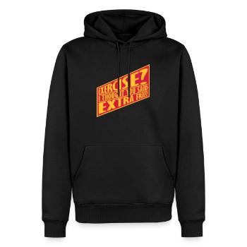 Exercise Extra Fries Zitat - Männer Premium Bio Hoodie - Schwarz - Vorne - Nico (187cm)