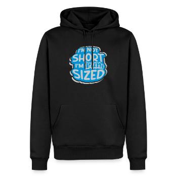 Pas court taille amusante - Sweat à capuche Premium bio Homme - noir - Devant - Nico (187cm)