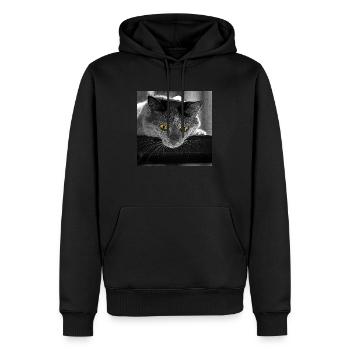 the cat - Men’s Premium Organic Hoodie - black - Front - Nico (187cm)