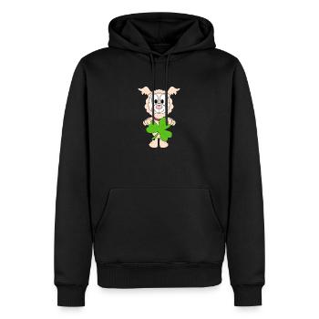 KLEEBLATT - LAMA - ALPAKA - TIER - KLEE - Männer Premium Bio Hoodie - Schwarz - Vorne - Nico (187cm)